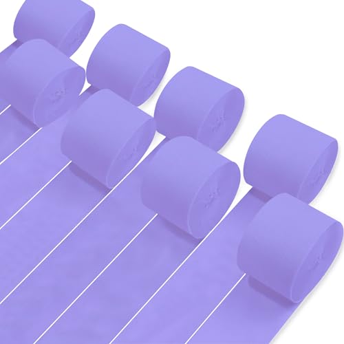 Image of 8 Rolls Crepe Paper Streamers, Light Purple Streamers Party Decorations for Baby Shower Bridal Shower Wedding Lavender Party Birthday Graduation