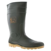 Tradesafe Unisex Waterproof Safety Wellington Work Boots, S5 Slip Resistant Safety Wellies for Men and Women, Steel Toe Cap Wellington Boots for Fishing, Industrial and Farm Work Green 6 UK
