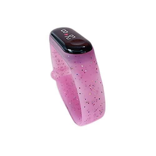 Reloj para niña Reloj de Pulsera electrónico multifunción LED Reloj Deportivo con Flash Digital para niños Relojes para niñas Relojes de Regalo para niñas (Color : Rose Red)