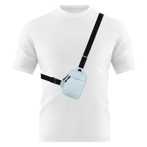Image of Peicees Mini Crossbody Sling Bag Dual Pocket Water Resistant Running Phone Holder Chest Shoulder Bag for Men Women Travel Gym