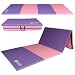 Modern-Depo Gymnastics Mat 4 Panels Folding 4'X10'X2" With Handle, Hook Loop, Waterproof Cover, 100% EPE Core ( Pink and Purple ）