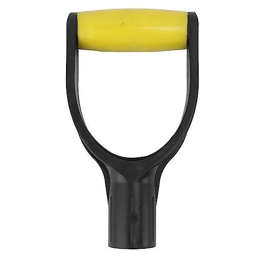 Shovel D Grip Handle Silicone Grip Reinforcement for Digging Raking Tool, Inner Diameter 32mm Ergonomic Quick Installation Snow Shovel Handle Replacement PVC Material (Yellow Black)