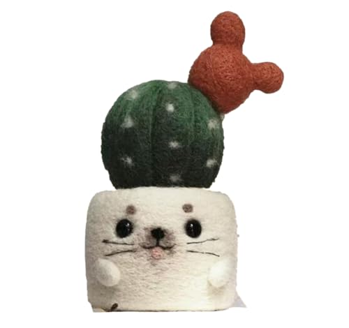 YJIUYUANQ Needle Felting Kit Cactus Full Range of Wool Felted Set DIY Crafts- Seal
