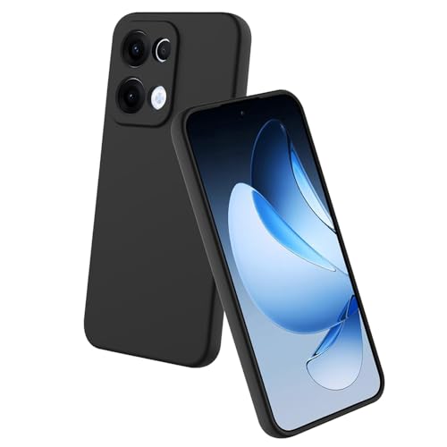 Image of Casotec Back Cover for Oppo Reno13 5G | Full Camera Protection | Premium Liquid Silicon Case | Flexible Bumper Case for Oppo Reno13 5G (Black)