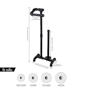 KES Toilet Paper Holder Stand with Reserve Industrial Pipe Toilet Paper Holder Bathroom Toilet Paper Storage Black, BPH503A-BK KES Toilet Paper Holder Stand with Reserve Industrial Pipe Toilet Paper Holder Bathroom Toilet Paper Storage Black BPH503A BK