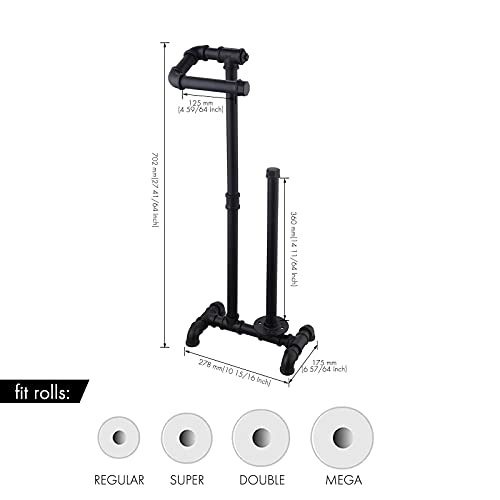 KES-Toilet-Paper-Holder-Stand-with-Reserve-Industrial-Pipe-Toilet-Paper-Holder-Bathroom-Toilet-Paper-Storage-Black-BPH503A-BK KES Toilet Paper Holder Stand with Reserve Industrial Pipe Toilet Paper Holder Bathroom Toilet Paper Storage Black BPH503A BK