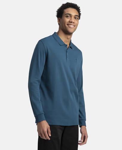 Image of Jockey 3914 Men Super Combed Cotton Rich Solid Full Sleeve Polo T-Shirt with Ribbed Cuffs