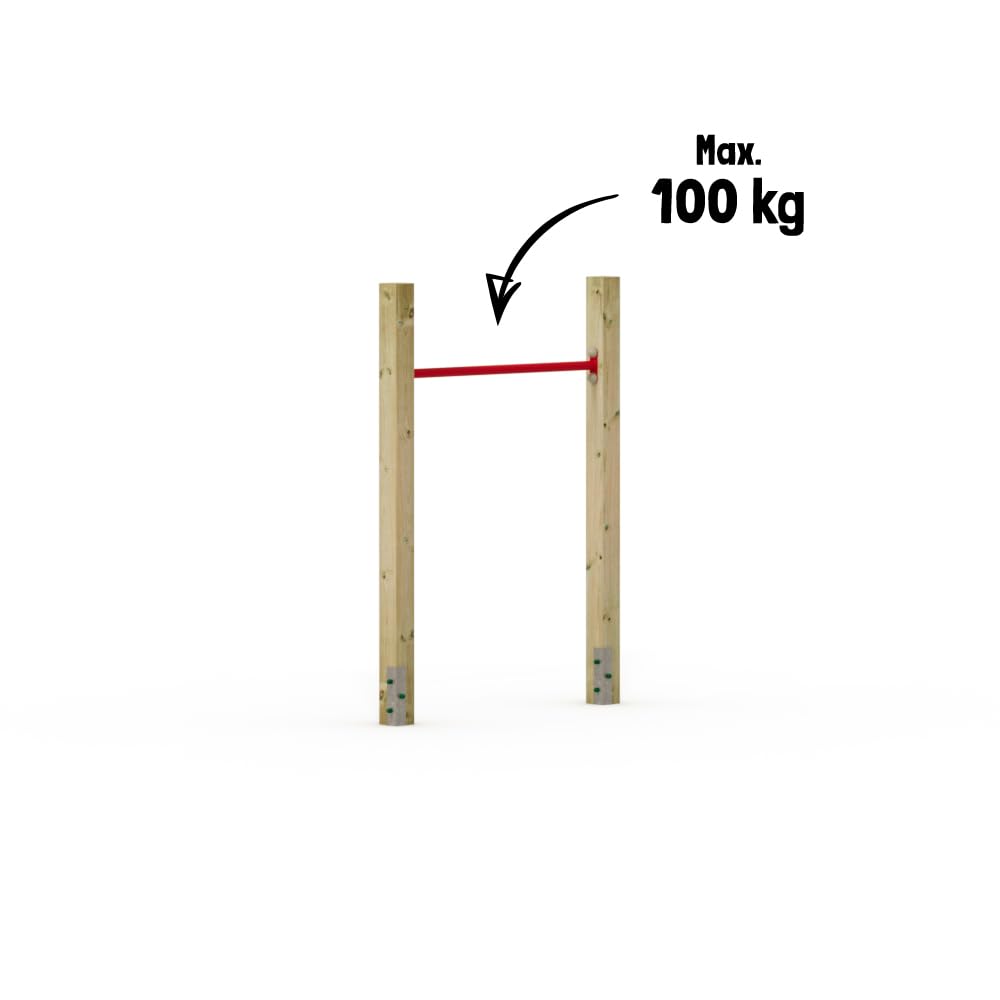 Wickey Einzel-Reck FIT Tumble 201 - Spielplatz Turngerät - Kinder Reckstange - Spielgerät aus Holz - 108x9x151 cm