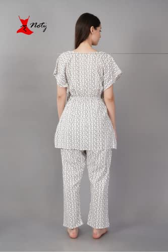 Image of Noty Girl's /Women's- Night Suit Set | Kaftan With Payjama | Rayon Fabric - Printed | Nightdress