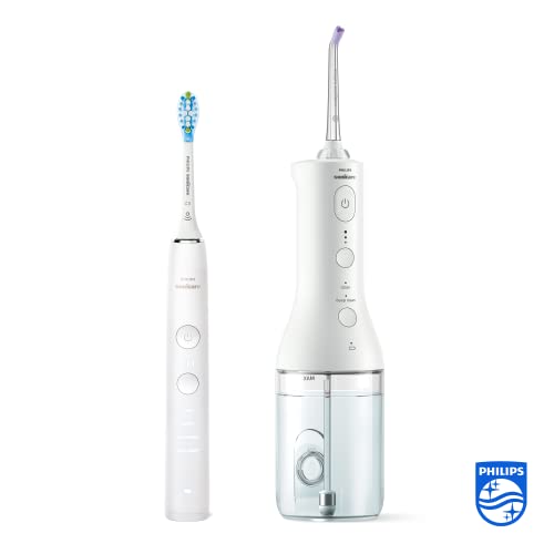 Philips Sonicare kabellose Power Flosser Munddusche und DiamondClean 9000 elektrische Zahnbürste – Saubere Zähne, sauberes Zahnfleisch und Plaque-Entfernung, weiß (Modell HX3866/41) – Bild 3