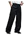 Verdusa Men's Wide Leg Work Dress Pants Button Long Trousers with Pockets Black Large