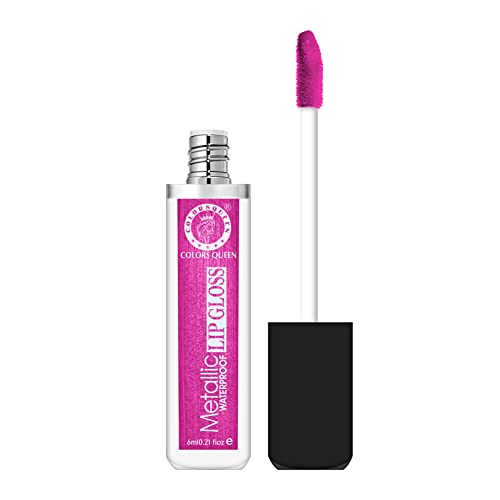 Image of Colors Queen Metallic Waterproof Lip Gloss | Lightweight Lip Gloss with High Shine | Glossy Liquid Lipstick with Shimmer for Smooth & Shiny Lips, Non-Sticky Formula (14 - Venom)