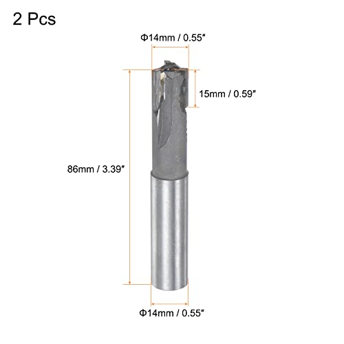 Image of uxcell Square Nose End Mill, 14mm Cutting Dia Tungsten Carbide Tip 3 Straight Flutes Milling Cutter with 14mm Straight Shank, 2pcs