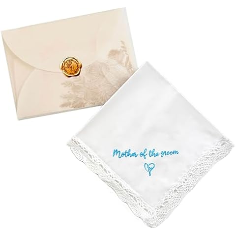 Bridal Wedding Handkerchief, Mother of the Bride Gifts, Something Blue Wedding Gifts, Envelope Gift Box & Card (Mother of the Groom) Cover