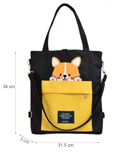 Image of INOVERA (LABEL) Tote Bags for Women & Girls - Ladies Shoulder Handbags - Backpack With Adjustable Strap (Black)