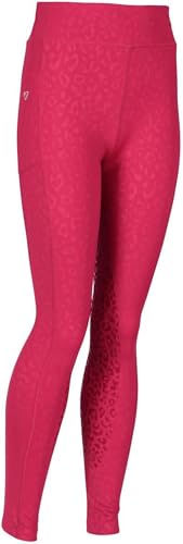 Shires Leopard Print Non-Stop Tights - Young Rider (as1, Alpha, 15_Years, 16_Years, Cerise)