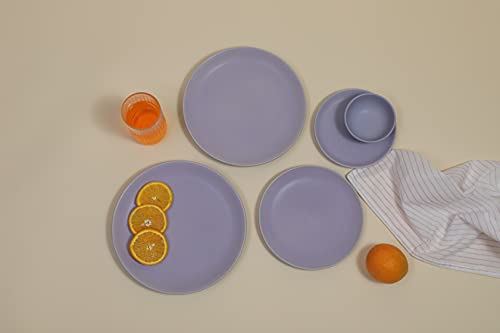 Image of Soft Serve Ceramic Stoneware Clay Matte Finish Dinner Plate, Set of 2, Purple, Small