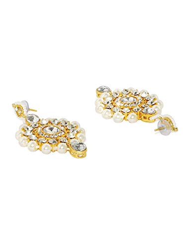 ZAVERI PEARLS Long Multi Layer Kundan & Pearl Necklace Set For Women-ZPFK7637 - Image 5