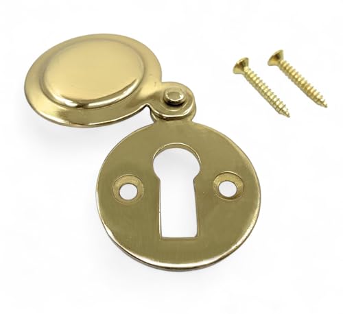 Polished Brass Round Keyhole Cover Escutcheon with Screws (2, Brass)