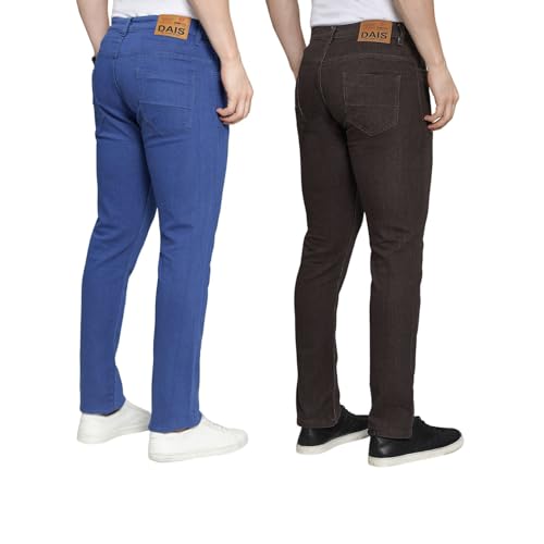 Image of DAIS Men's Stretchable Slim Fit Mid Rise Jeans, Pack of 2, (Combo of 2 Jeans)