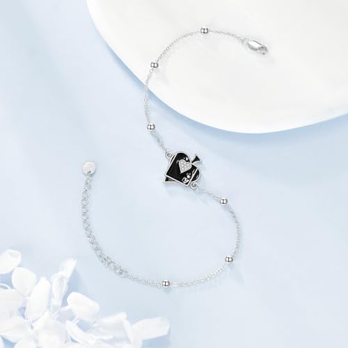 Ace of Spades Bracelet for Women 925 Sterling Silver Poker Ace Bracelet Playing Card Jewelry Gifts2