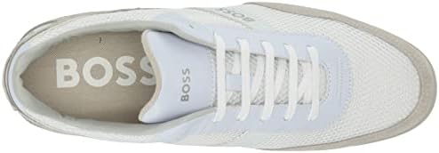 BOSS Men's Saturn Low Profile Suede Trimmed Sneakers, Bright Alabaster/Light Dove Grey, 12 | Image 4