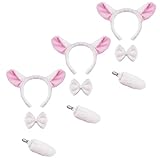 Pistha 9 Pcs Lamb Sheep Costume Accessories Including Lamb Headbands Bowtie and Tail for Birthday Animal Cosplay Halloween Party Costume Supplies
