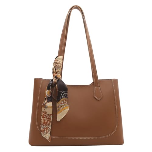 Womens PU Leather Shoulder Bag Large Capacity Handbag Female Shopping Dating Bag Student Bag for Work Travel.Light Brown
