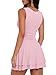 OKIFOIR Women's Ruffle Hem Square Neck Mini Dress Sleeveless Ruched Waist Short Formal Party Dresses Light Pink
