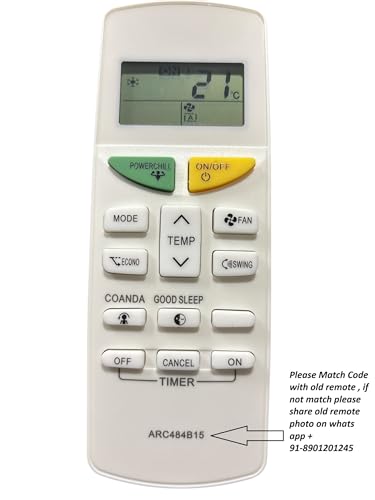 Image of Air Conditioner Remote Compatible with /Replacement for Dalkin Ac Remote | Model -ARC484B15 | Match with Your Existing Remote Before Placing The Order | Exactly Same Will Only Work