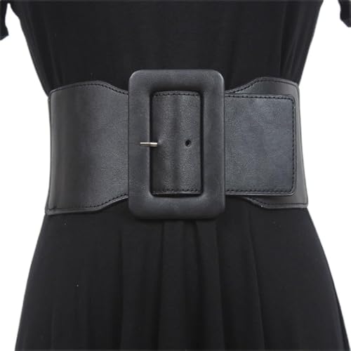 Women wear a Wide Belt Professional Decoration with Skirt Coat Square Buckle Needle Buckle Elastic Belt(C)