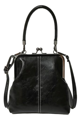 Women's Kiss Lock Crossbody Bag PU Leather Kiss Clasp Purse Crossbody Shoulder Bags Hobo Tote Purses Wallet Handbags