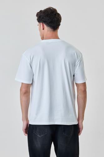 Image of SNITCH Men T-Shirt | Embroidered Car Graphic & Drop Shoulder Style | 100% Breathable Cotton Casual Streetwear T-Shirt & Fashionable Short Sleeve Tee