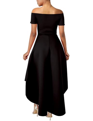 Lrady Womens Off Shoulder Tops High Low Short Sleeve Ruffle Peplum Tunic Party Blouse Casual Shirt Dress2