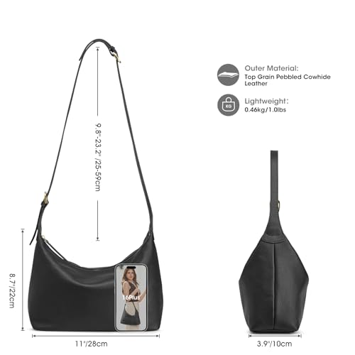 Image of Kattee Meduim Leather Hobo Bags for Women, Soft Genuine Leather Crossbody Handbags Shoulder Purse for Work Casual