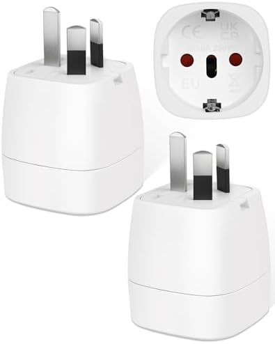 Adapter Australien 2 Stück，Adapter China Deutschland Stecker, Type I Reiseadapter China für Australien,China, Argentinien, Neuseeland, Fidschi，Weiß