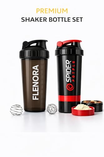 Image of Buy One Get One Free - Protein Shaker Bottle 700ml with Mixer Ball & Leakproof Lid | Gym, Sports & Fitness Shaker for Protein Shakes, Smoothies & Pre-Workout (Jet Black Combo)