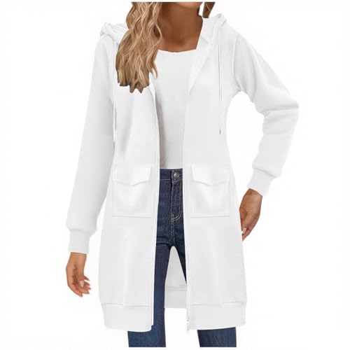 Hoodies for Women Full Zip Up Tunic Sweatshirts Long Sleeve Oversized Fleece Casual Fall Jacket Coat with Pockets