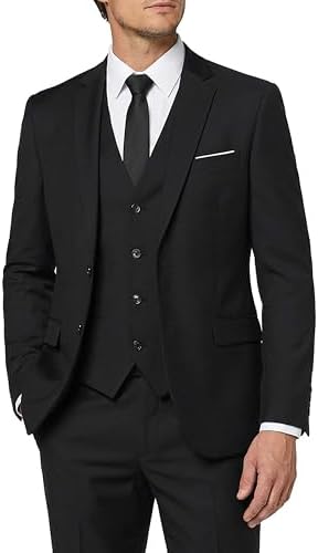 MY'S Men's 3 Piece Slim Fit Suit Set, 2 Button Blazer Jacket Vest Pants with Tie, Solid Wedding Dress Tux and Trousers
