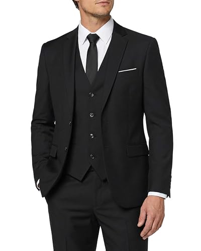 MY'S Men's 3 Piece Slim Fit Suit Set, 2 Button Blazer Jacket Vest Pants with Tie, Solid Wedding Dress Tux and Trousers