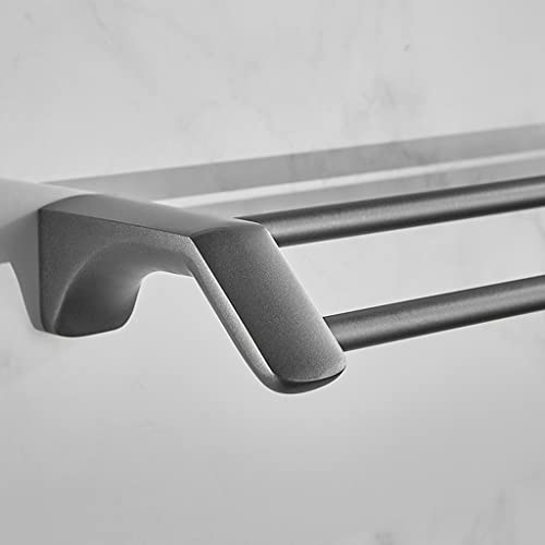 Porte-serviette double suspendu gris 80cm pour une salle de bain épurée - 6