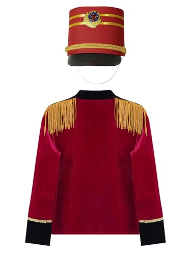 Kids Boys Drum Trumpet Outfit Tassel Circus Ringmaster Jacket Marching Band Royal Honor Guard Uniform4