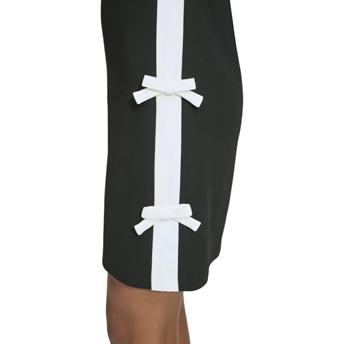 Image of Karl Lagerfeld Women's Short Sleeve Square Neck Bow Embellished Shift Mini Dress