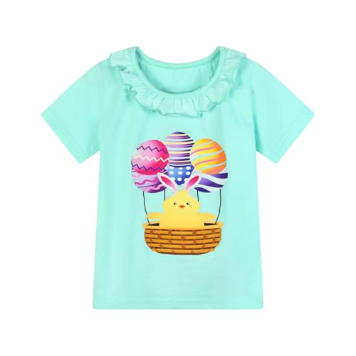 Image of HILEELANG Toddler Girl Summer Short Sleeve Cotton Bunny Graphic Short Sleeve Fun Holiday Summer Casual Tshirt
