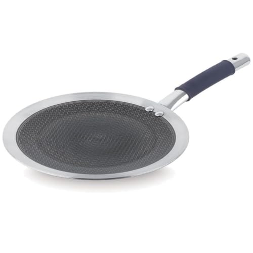 Image of Classic Steels Hexa Comb Roti Tawa 24cm - 2.5mm Thick | Non-Stick Triply Stainless Steel Roti Tawa for Roti, Chapati, Paratha | Induction & Gas Compatible| Durable Stay Cool Silicon Handle