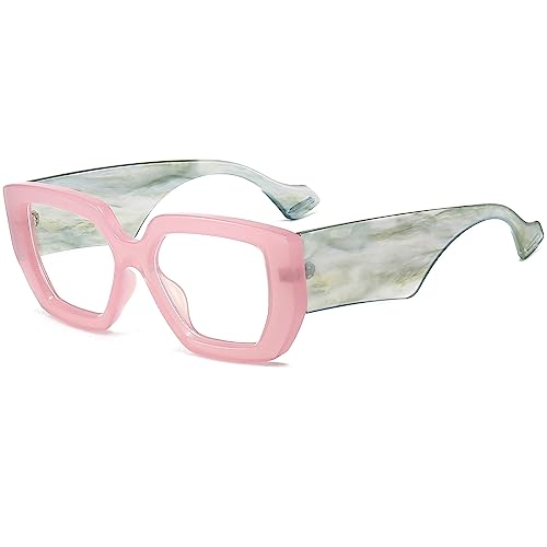 Image of AIEYEZO Thick Frame Blue Light Glasses Men Women, Fashion Square Computer Eyeglass Anti Eyestrain & Prevent Headache