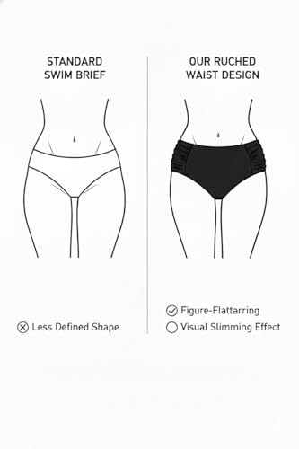 Image of Tempt Me Women Bikini Bottoms Mid Waist Bathing Suit Swimsuit Ruched Swim Bottom