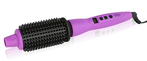Calista Perfecter Pro Grip Digital Temp Control Ionic Round Hot Brush & Bag (1.5 INCH, PURPLE)