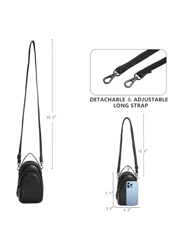 Small Genuine Leather Crossbody Bags for Women 3 Compartment Cell Phone Crossbody Purses with Card Slots4