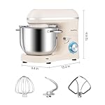 Aucma Stand Mixer, 6.5QT 660W 6-Speed Tilt-Head Food Mixer, Kitchen Electric Stand Mixer with Dough Hook, Wire Whip & Beater (Almond Cream, 6.5QT) - Image 5